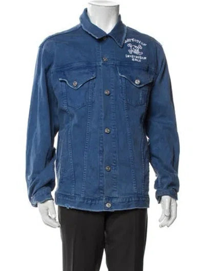 Pre-owned Adaptation Graphic Print Denim Jacket In Blue