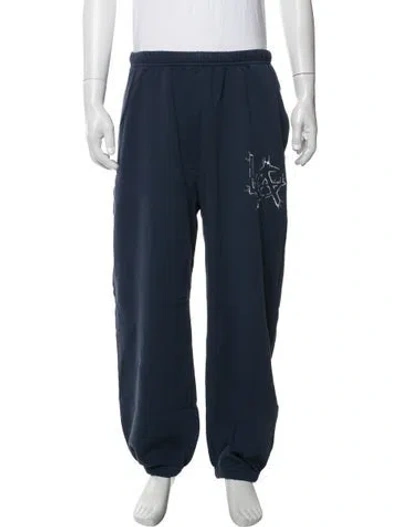 Pre-owned Adaptation Graphic Print Sweatpants In Blue