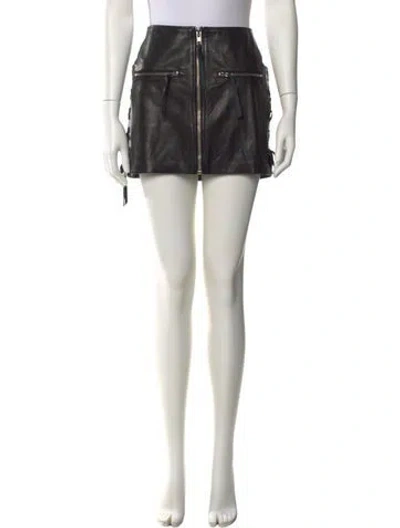 Pre-owned Adaptation Leather Mini Skirt In Black