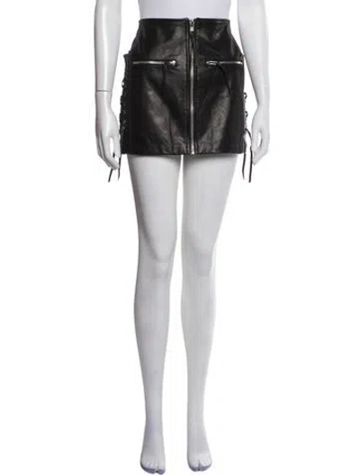 Pre-owned Adaptation Leather Mini Skirt In Black