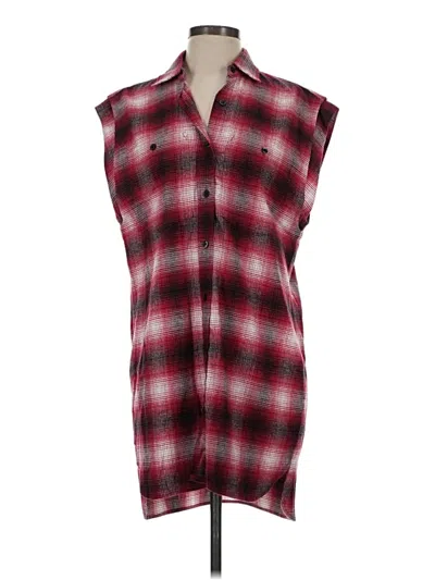 Pre-owned Adaptation Sleeveless Button Down Shirt In Burgundy