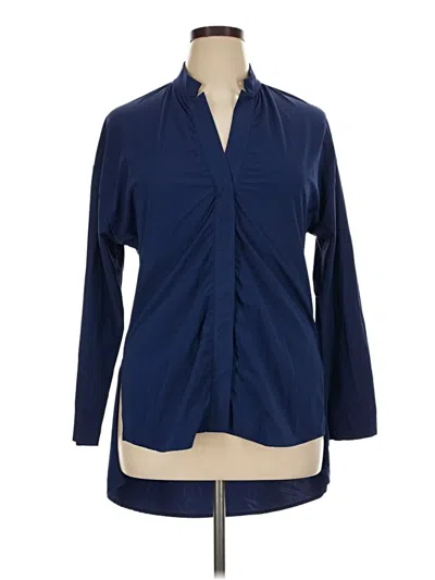 Pre-owned Aday Long Sleeve Blouse In Blue
