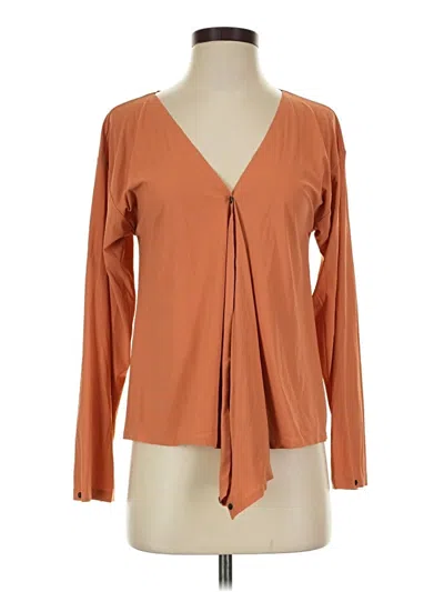 Pre-owned Aday Long Sleeve Blouse In Brown