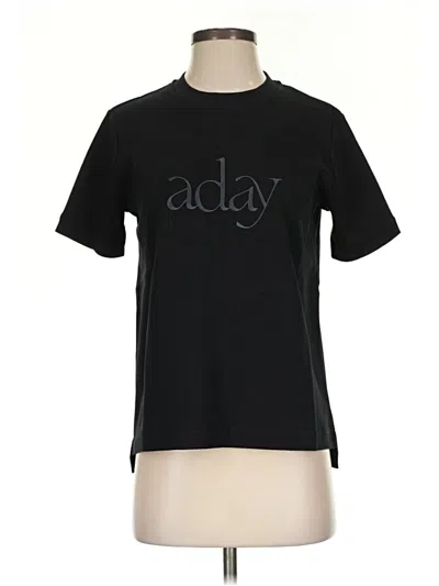 Pre-owned Aday Short Sleeve Top Black Crew Neck Tops