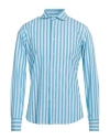 Adb 69 Man Shirt Azure Size 16 Cotton In Blue