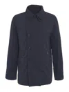 Add Double-breasted Nylon Pea Coat In Blue