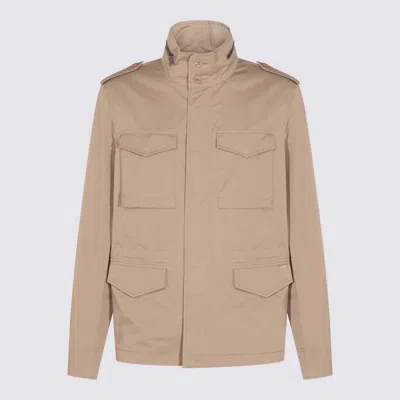Add Beige Cotton Casual Jacket