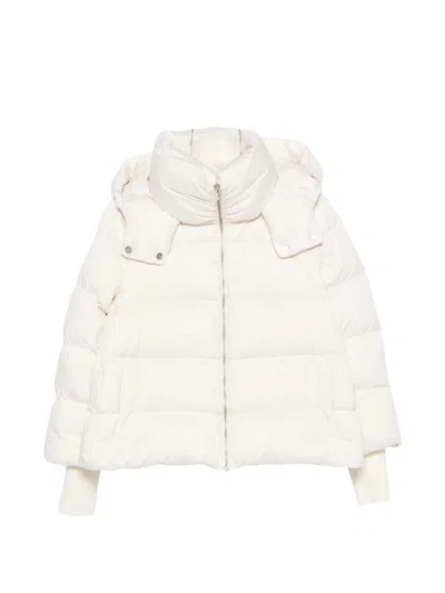 Add Beige Down Cape Quilted Down Jacket In White