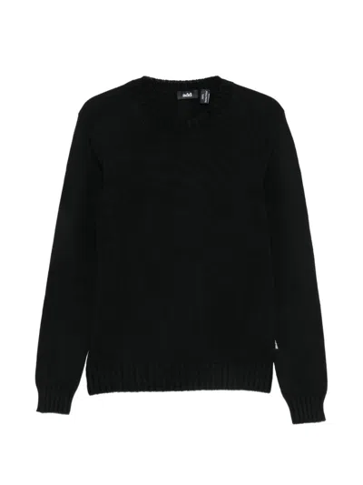 Add Black Ribbed Crewneck Sweater