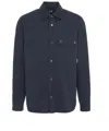 Add Blue Gabardine Overshirt With Shirt-style Collar