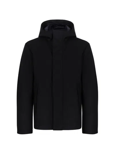 Add Blue Hooded Jacket In Black