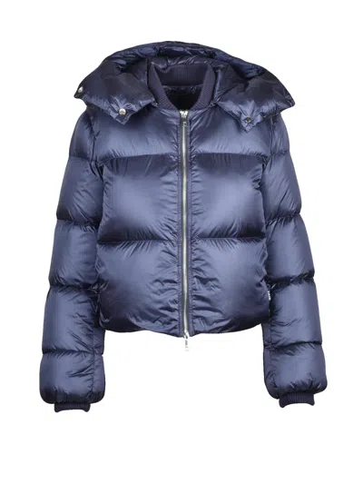 Add Blue Polyamide Short Down Jacket