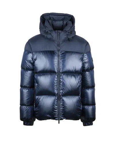 ADD BLUE PUFFER GLOSSY FINISH POLYAMIDE DOWN JACKET