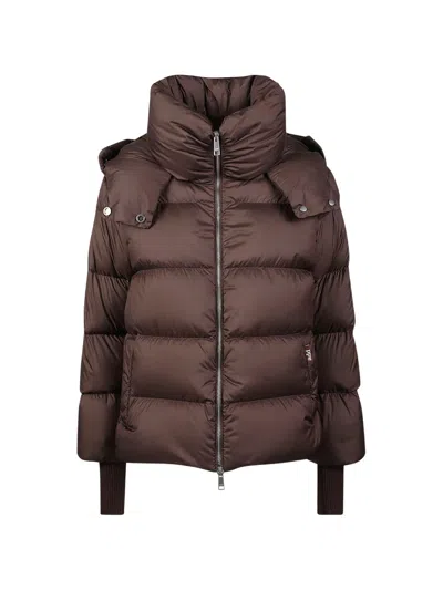Add Brown Down Cape Quilted Down Jacket
