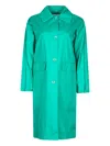 Add Button-fastening Collared Coat In Green