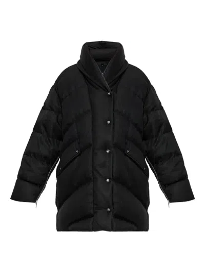 Add Button Puffer Jacket In Black