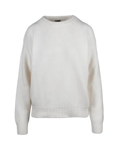 Add Classic Crewneck Sweater In Wool-cotton Blend In White