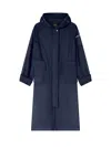 Add Long Navy Blue Parka With Hood In Dark Navy