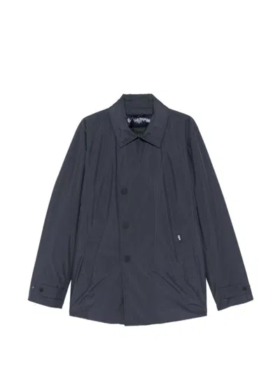 Add Coat With Logo Detail In Blue