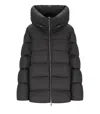 Add High Collar Puffer Coat With Horizontal Quilting In Black