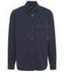 Add Blue Gabardine Overshirt With Shirt-style Collar