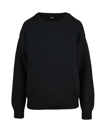 Add Crew Neck Sweater With Relaxed Fit And Ribbed Cuffs In Black