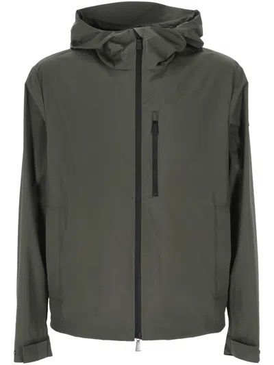 Add Dark Grey Windbreaker Jacket With Hood In Metallic
