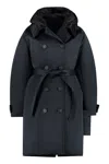 Add Double Breasted Belted Coat In Black