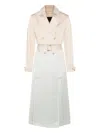 Add Beige And White Trench Coat In Multicolour