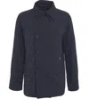 Add Double-breasted Nylon Pea Coat In Blue
