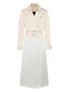 Add Beige And White Trench Coat In White