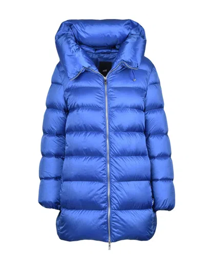 Add Down Puffer Jacket With High Collar And Side Pockets In Blue