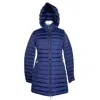 Add Elegant Blue Down Puffer Jacket With Hood