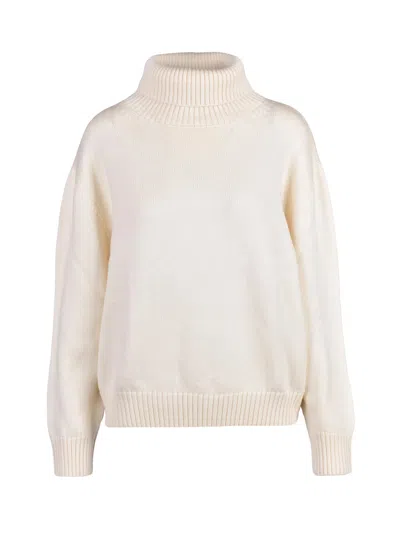 Add Extrafine Merino Wool High Neck Sweater With Ribbed Details In Neutral
