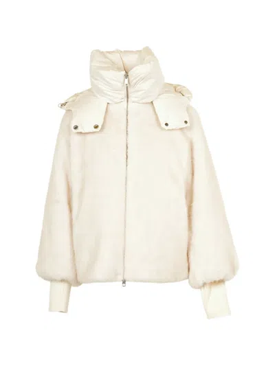 Add Faux-fur Hooded Jacket In White