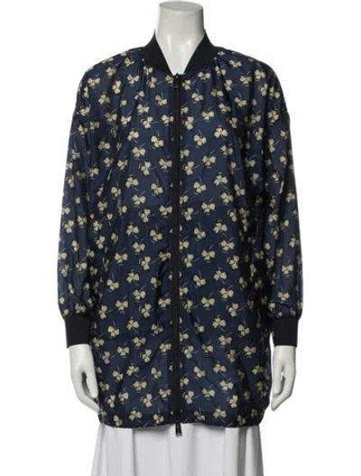 Pre-owned Add Floral Print Bomber Jacket W/ Tags In Blue