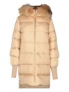 Add Fur-trimmed Quilted Coat In Neutral