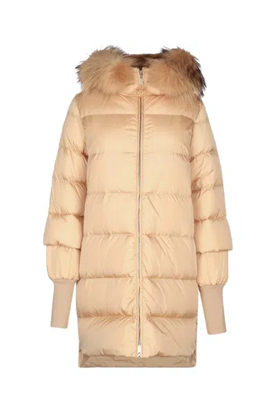 Add Fur-trimmed Puffer Down Jacket In Neutral