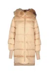 Add Fur-trimmed Quilted Coat In Neutral