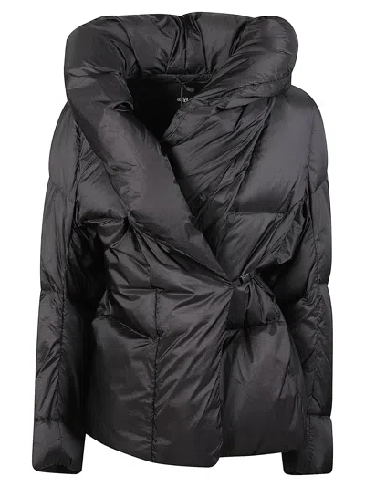 Add High Collar Knot Detail Ped Down Jacket In Black