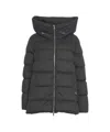 Add High Collar Puffer Coat With Horizontal Quilting In Gray