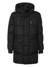 Add Long Quilted Down Jacket With Non-removable Hood In Black