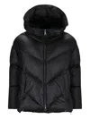 Add Hooded Chevron-quilted Down Jacket In Black