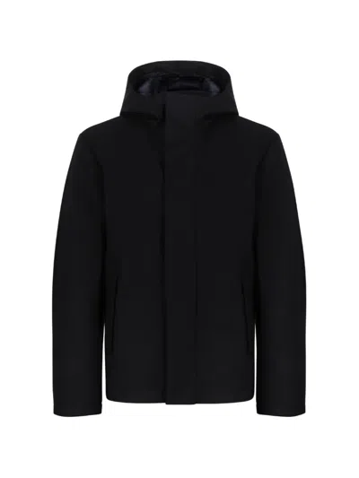 Add Hooded Concealed-fastening Jacket In Black