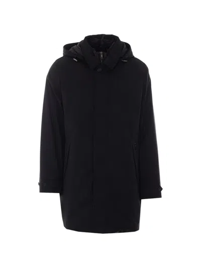 Add Hooded Concealed-fastening Parka In Black