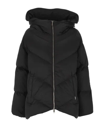 Add Hooded Puffer Jacket In Black
