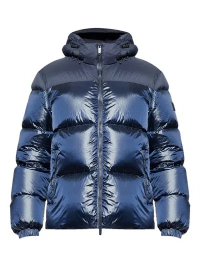 Add Hooded Puffer Jacket In Blue
