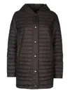 Add Hooded Quilted Coat In Black