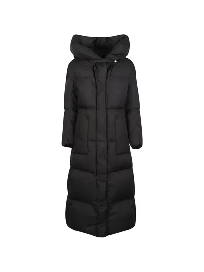Add Hooded Quilted Coat In Black