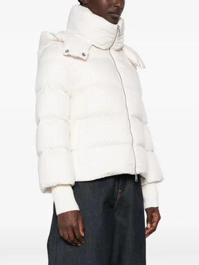 Add Hooded Quilted Down Jacket In White